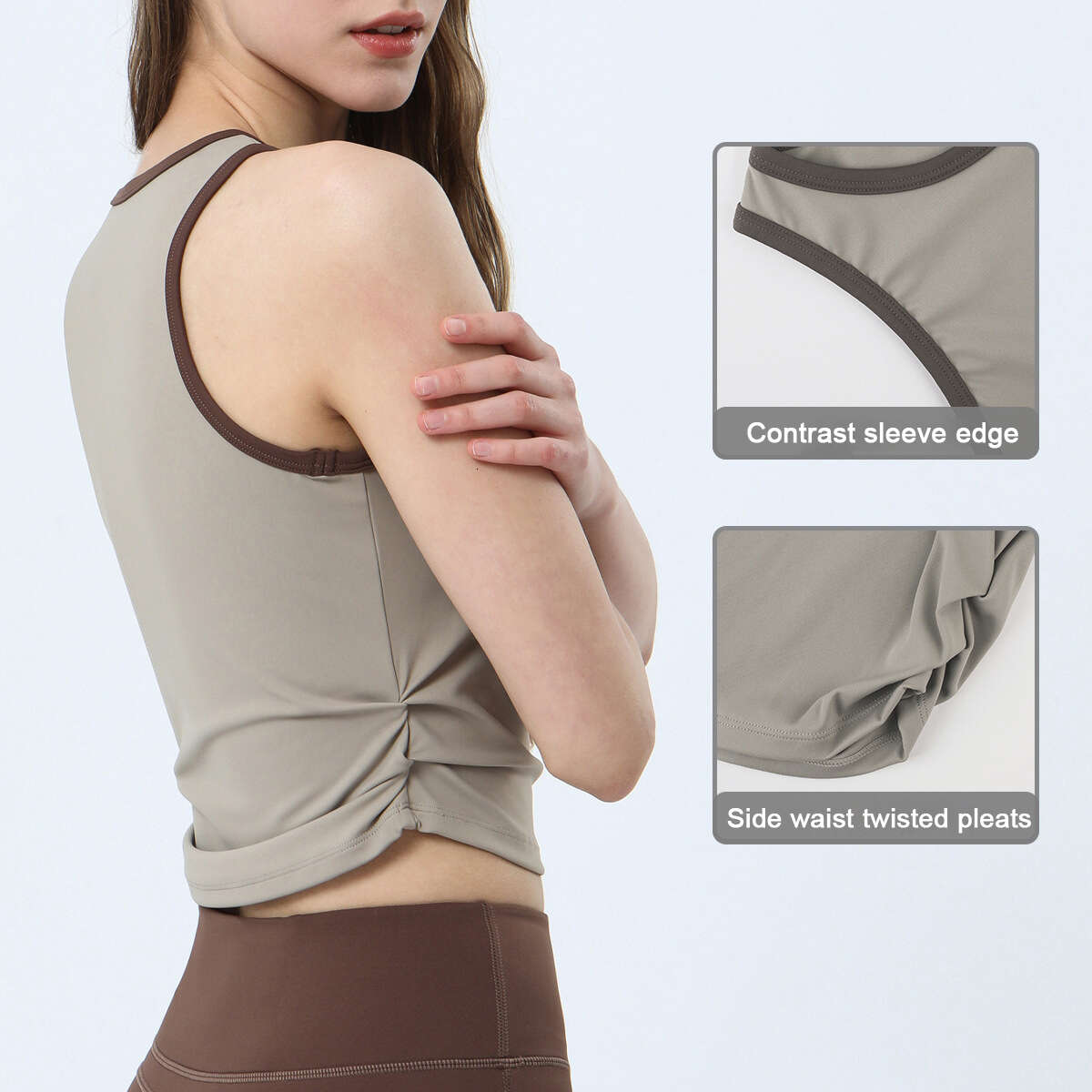 Womens Sports Fiess Summer Sports Tank Top Skin Friendly Fabric Gym Top Sleeveless Yoga T-shirt with Chest Pad Running Crop Top