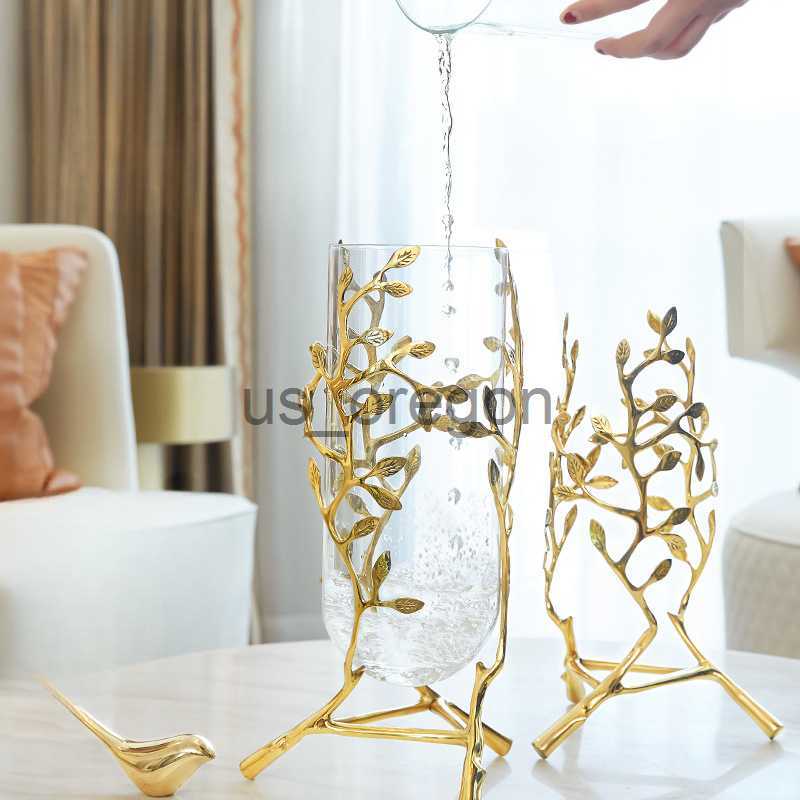 Vases European Creative Glass Vase Decoration Living Room Flower Arrangement Simulation Dry Flower Living Room Home Decoration x0630