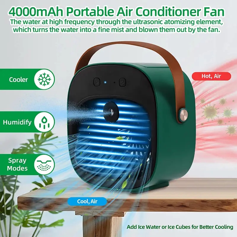 1pc Portable Misting Fan, Personal Air Cooler, Portable Mini Space Air Conditioner Cooling Fan & Evaporative Spray Humidifier, USB Rechargeable Coolin