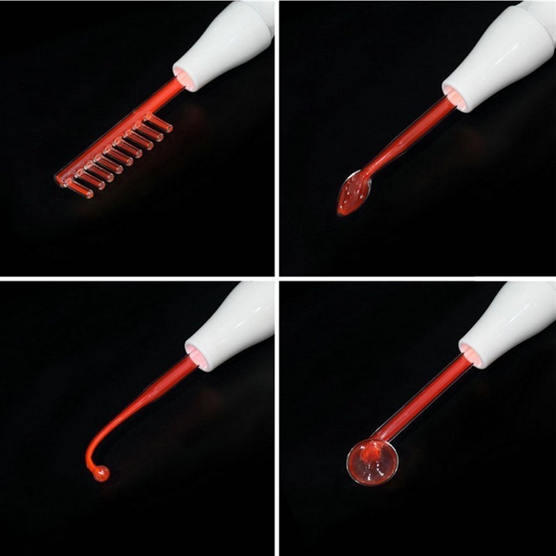Face Care Devices Portable 4 In 1 High Frequency Electrode Wand Electrotherapy Glass Tube Beauty Device Acne Spot Remover Anti-aging Shrink Pores 2306