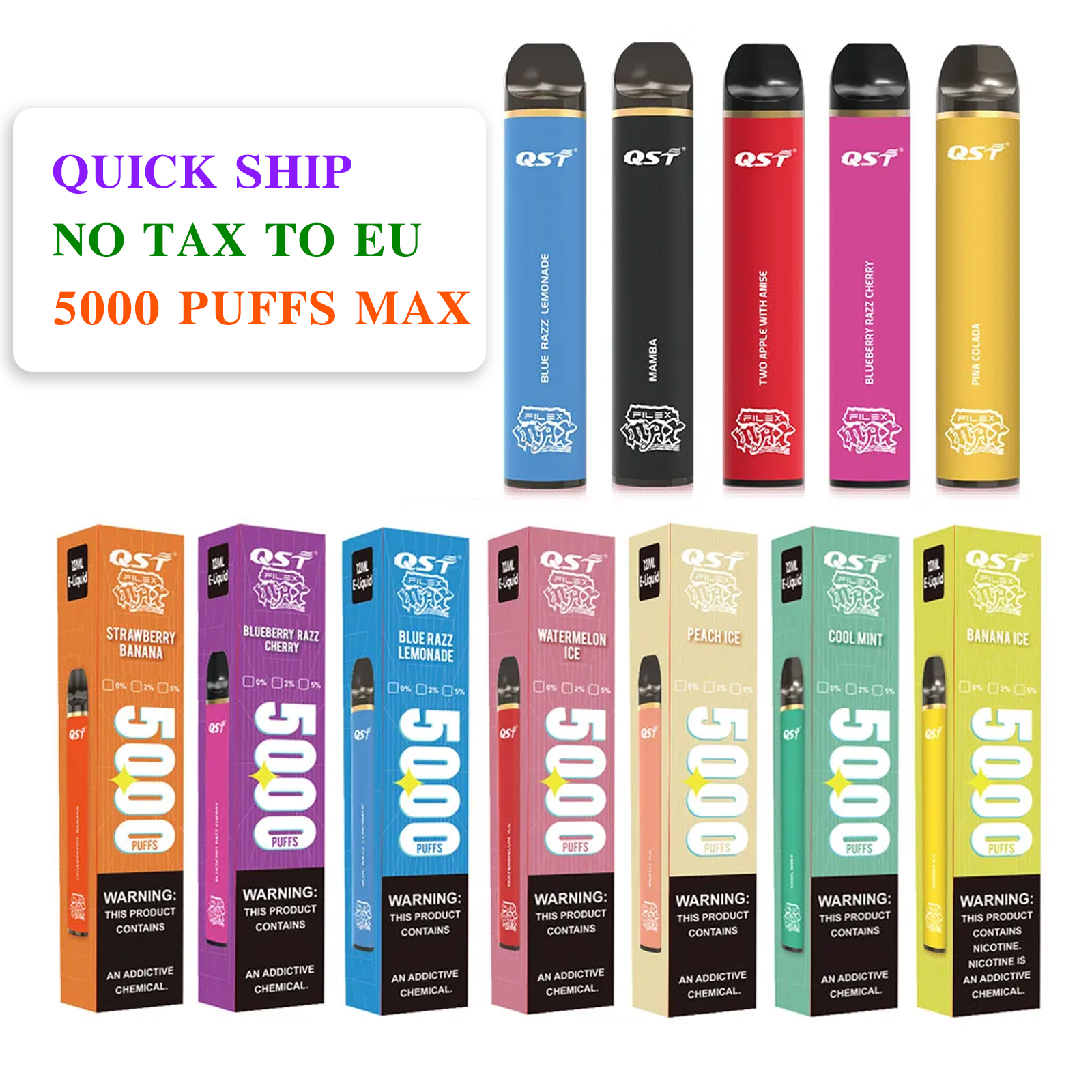 Disposable Vape e cigarette 5000 Puffs 0% 2% 5% Disposable E-cigarettes Pen Device Stick Kit 25 colors 12ml Rechargeable
Disposable Vape e cigarette 5000 Puffs 0% 2% 5% Disposable E-cigarettes Pen Device Stick Kit 25 colors 12ml Rechargeable
