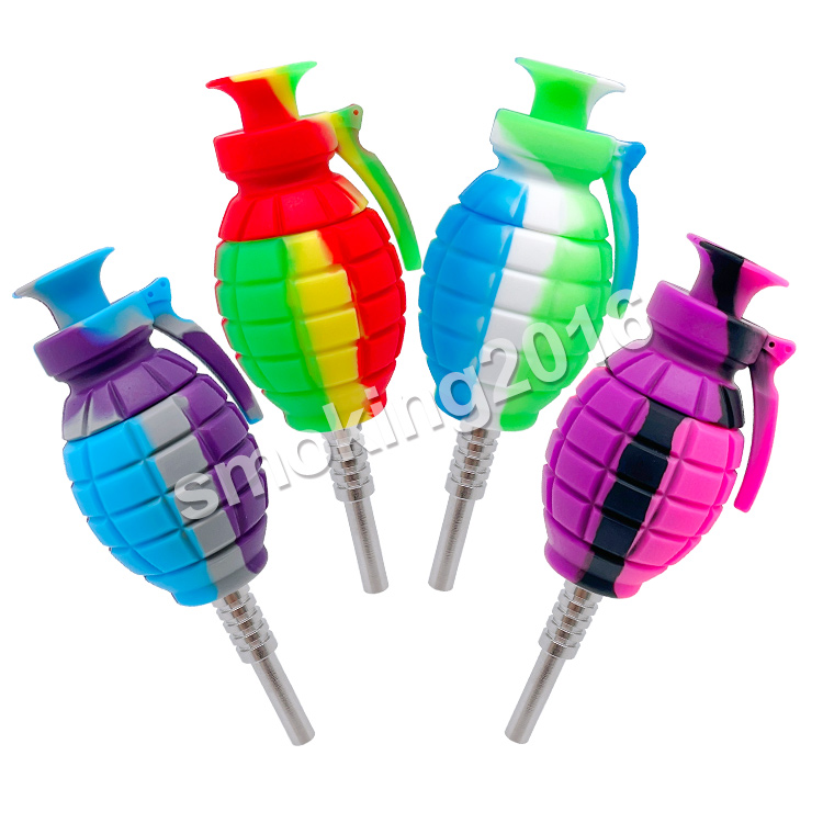 Grenade Silicone Nectar Collector Kit with 14mm Gr2 Titanium tip silicone bong glass water pipe smoking accessories