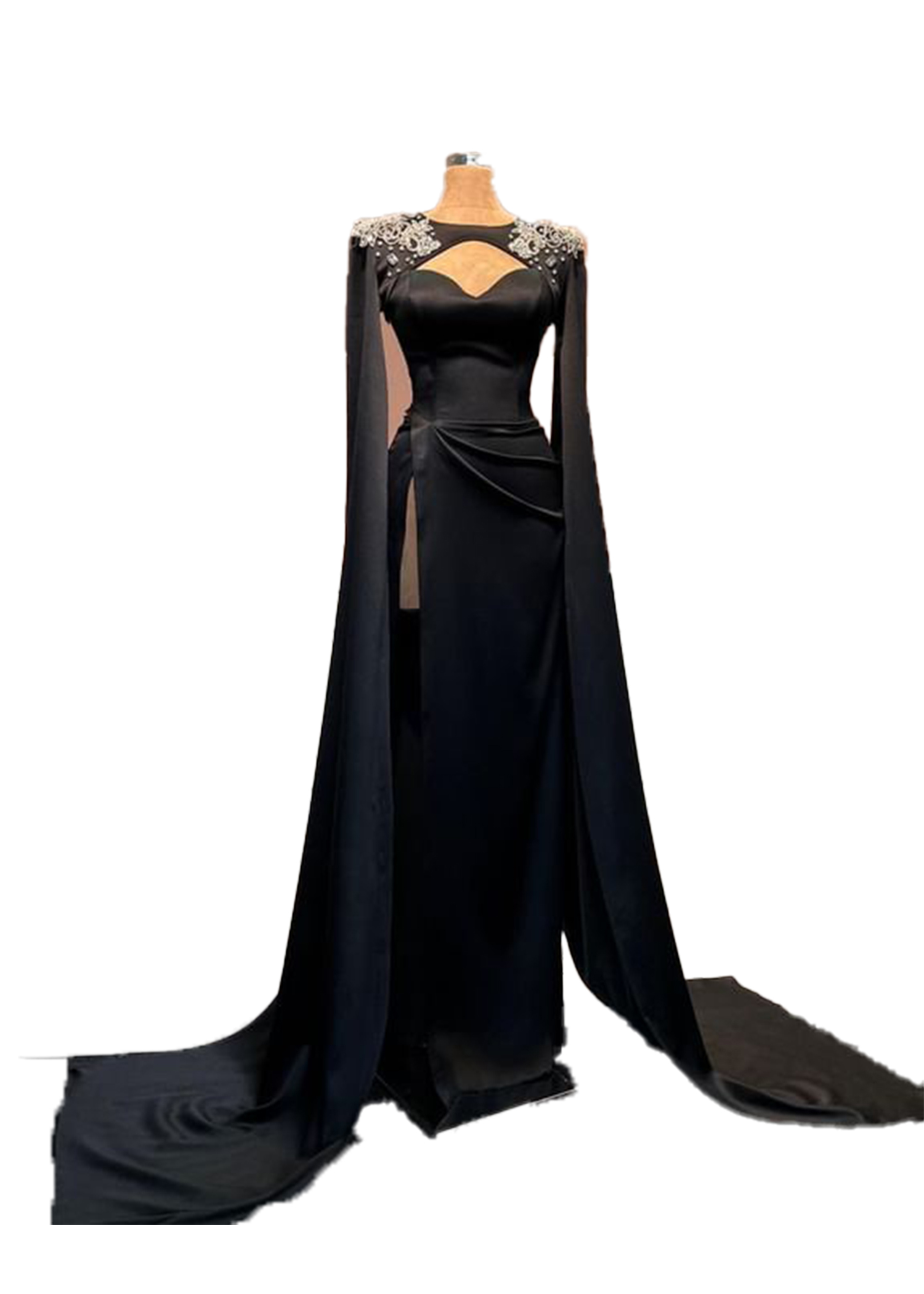 Black Dubai Arabic Plus Size Sheath Dresses Sweetheart Beaded Satin Formal Wear Party Dress Pageant Engagement Celebrity Evening Gowns With Wraps Cust