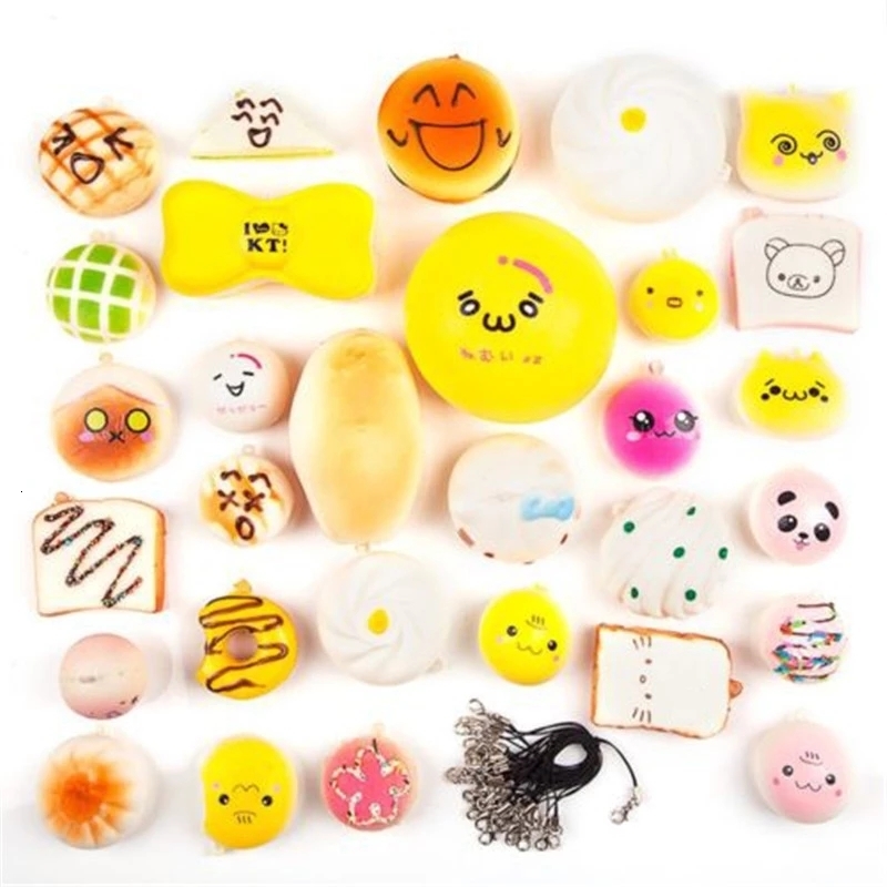 Decompression Toy 20/30/40 Pcs Kawaii Squishy Food Slow Rising Mini Soft Random Squishy Squishies Toys Cake Bread Squeeze Pressure Relief Toy 230629