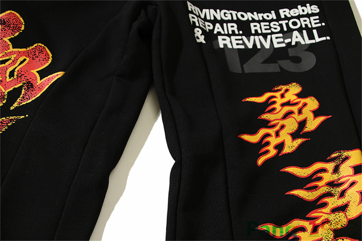 Men's Pants RRR123 Style Flame Distressed Sweatpants Men Women High Street Micro Trumpet Sports 230630