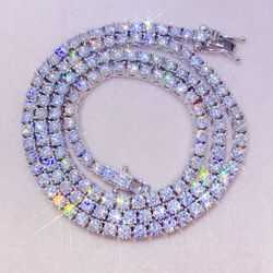 mossanite tennis chainFine jewelry sterg sier vvs moissanite necklace dia