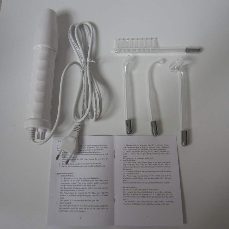 Face Care Devices Portable 4 In 1 High Frequency Electrode Wand Electrotherapy Glass Tube Beauty Device Acne Spot Remover Anti-aging Shrink Pores 2306