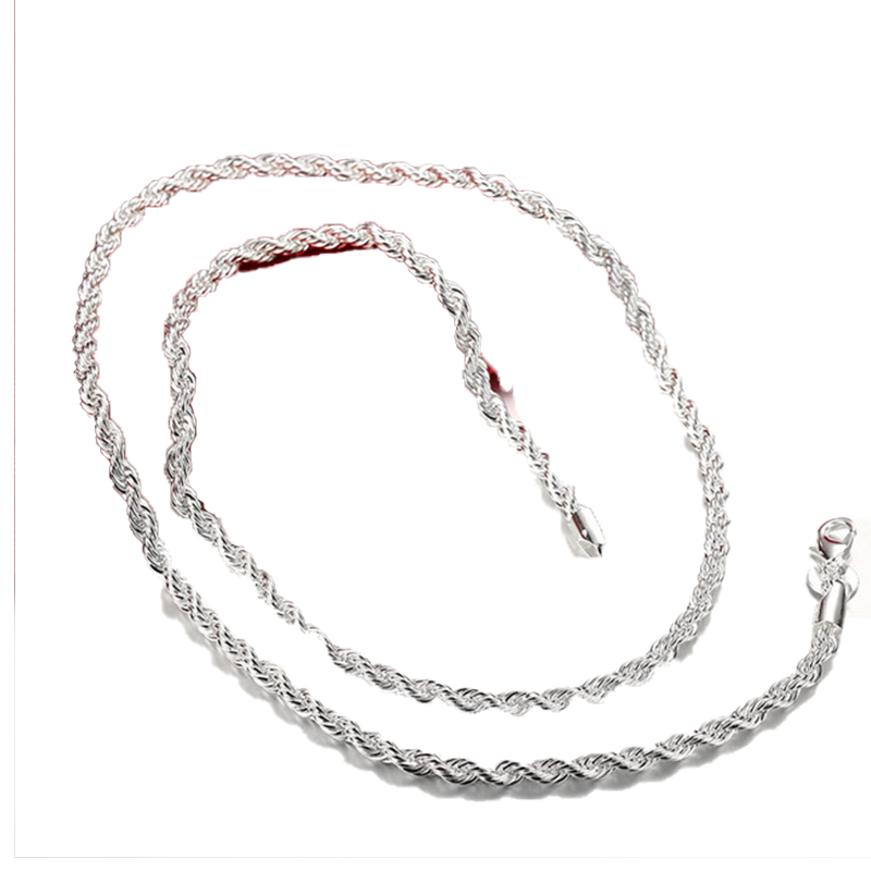Top Plated sterling silver necklace 4MM men ed Rope chains 16 18 20 22 24 inches DHSN067 925 silver plate Necklaces jewel