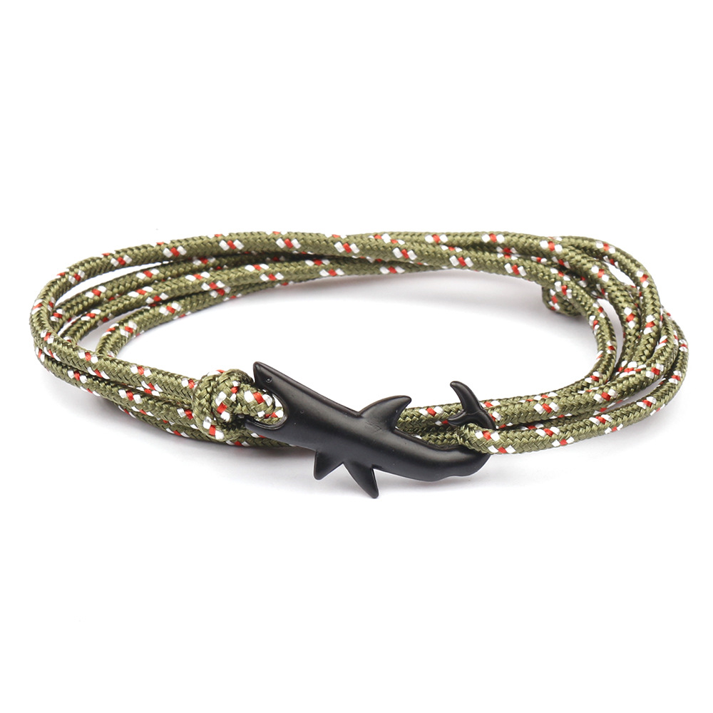 Popular Design 75 CM Layered Black Plated Shark Charm Bracelet for Gift