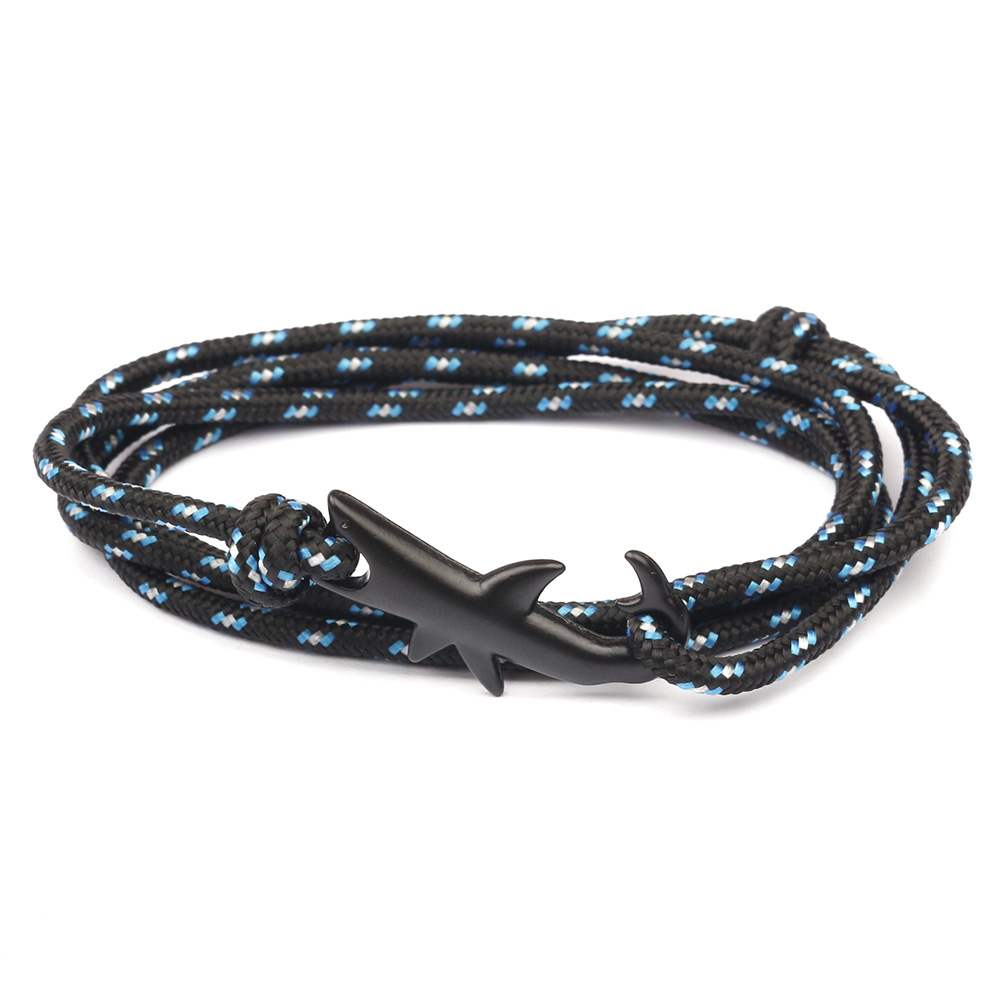 Popular Design 75 CM Layered Black Plated Shark Charm Bracelet for Gift