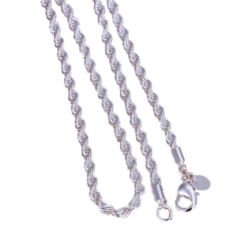 Top Plated sterling silver necklace 4MM men ed Rope chains 16 18 20 22 24 inches DHSN067 925 silver plate Necklaces jewel