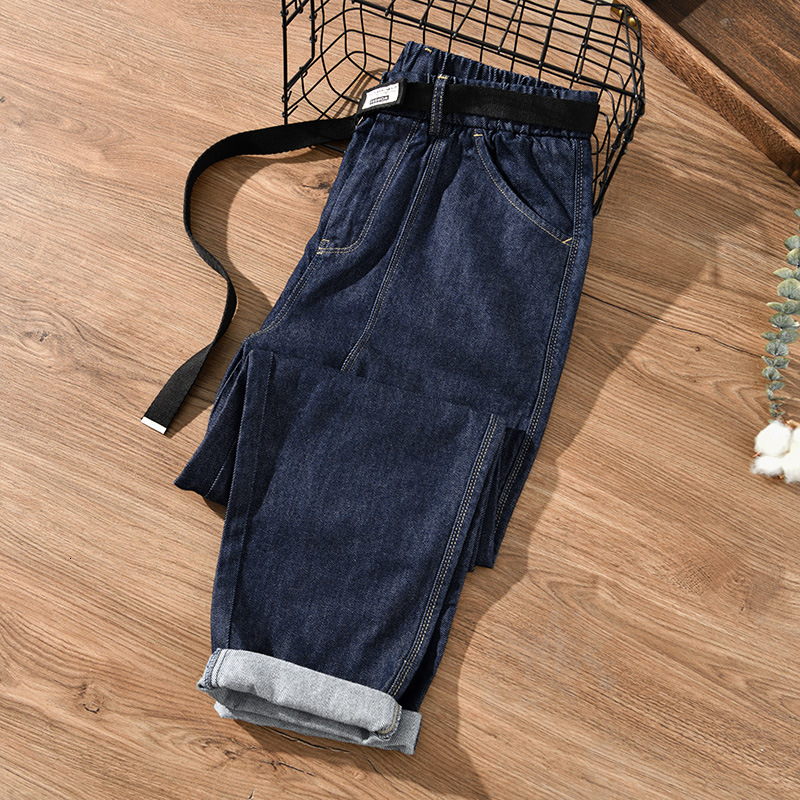 Men s Jeans 2023 spring Autumn Winter Men Retro All match Solid Color Tooling Loose Big Pocket Casual Pants Blue Workwear 230629