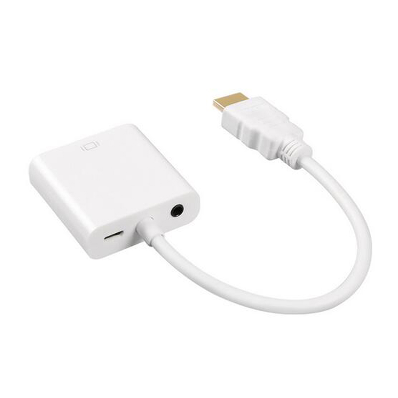 HD 1080P HDMI To VGA Cable Converter HDMI Male To VGA Famale Converter Adapter With 3.5mm Audio USB Power Supply Digital Analog for Tablet laptop PC T