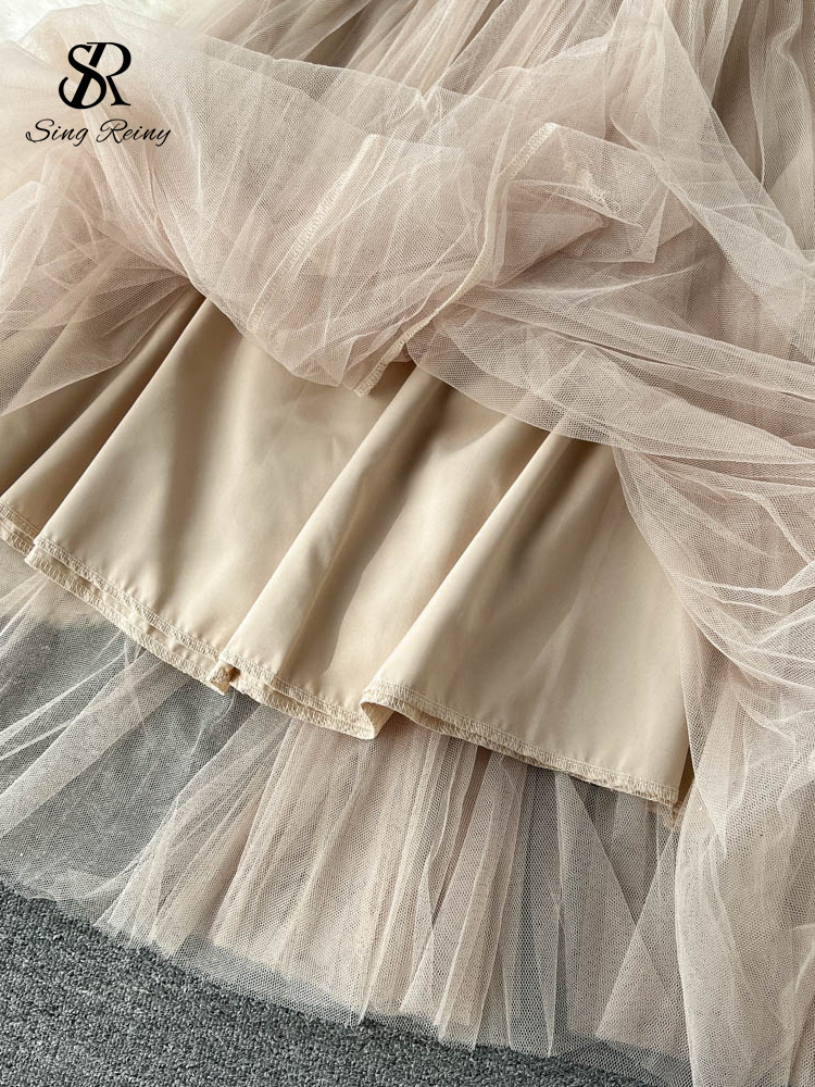 Two Piece Dress SINGREINY Fashion Women OL Retro Sets Senior Short Cardigan CoatsCamis Mesh Long Skirts Streetwear Winter Two Pieces Suits 230629