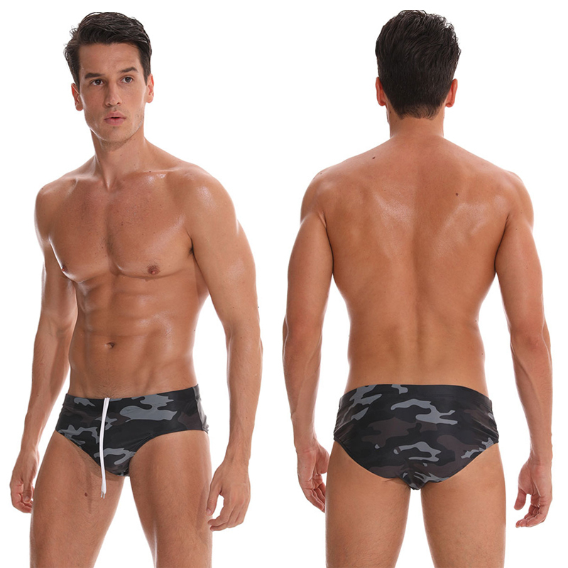 Sexy Men's Briefs: Camouflage Print Swimwear, Low Waist Swim Trunks For Beach And Pool