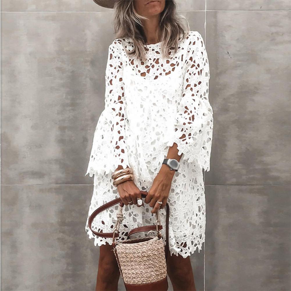 Two Piece Dress Summer Elegant Stylish Sling Cover Up Set See Through Lace Flare Sleeve Lady Patchwork For Dating Women Accessories 230629