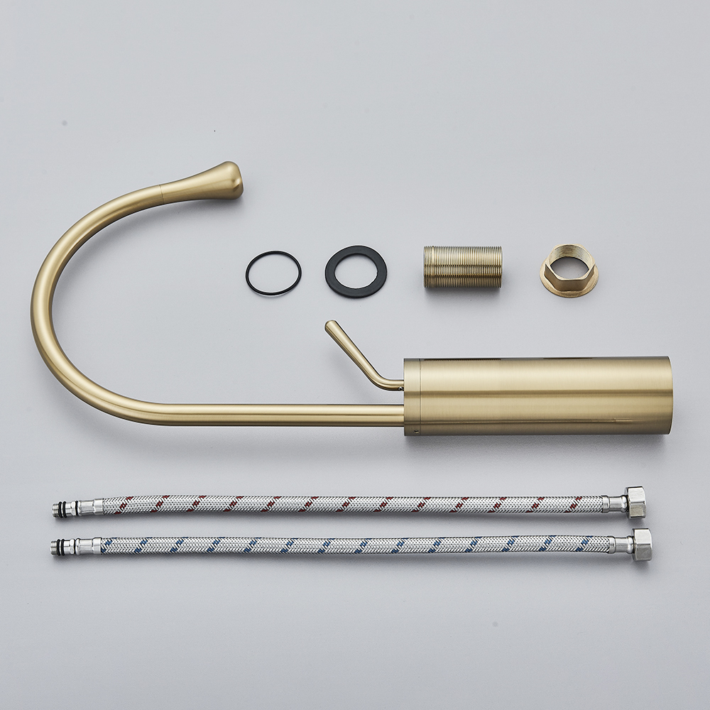 Bathroom Sink Faucets Modern Basin Faucet Brushed Gold Black Silver Faucet Deck Mounted Basin Sink Tap Mixer Cold Brass Tap for Bathroom 230629
