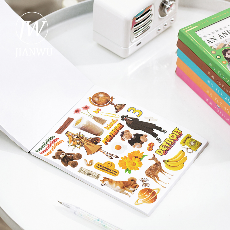 Adhesive Stickers JIANWU 50 Pcs Cute Hand Account Journal Sticker Book Creative Pattern DIY Scrapbooking Collage Diary Kawaii Stationery 230630q