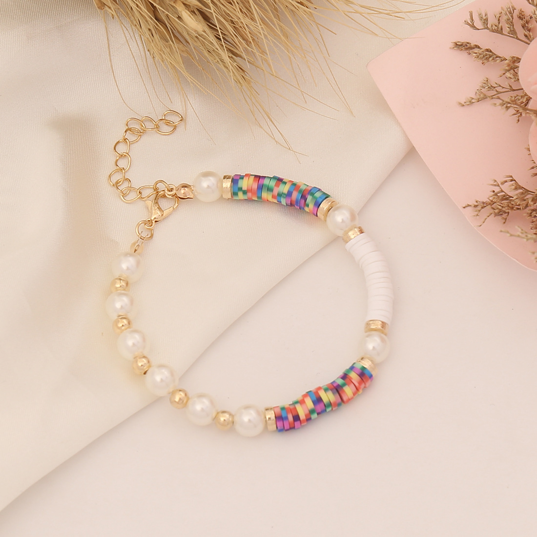 Bohemian Style Colorful Polymer Clay Beads Strands Bracelet Men Women Jewelry