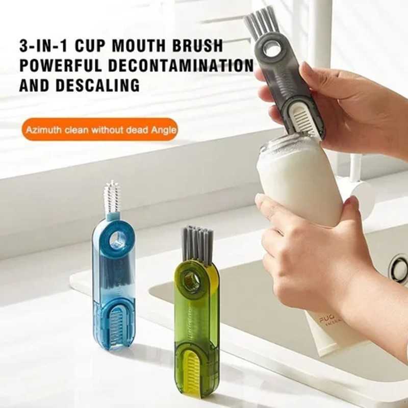 Upgrade Cleaning Brush 3 In 1 U-shaped Cup Brush Mouth Creative Bottle Rotatable Groove Gap Cleaning Brushes Household Cleaning Tools