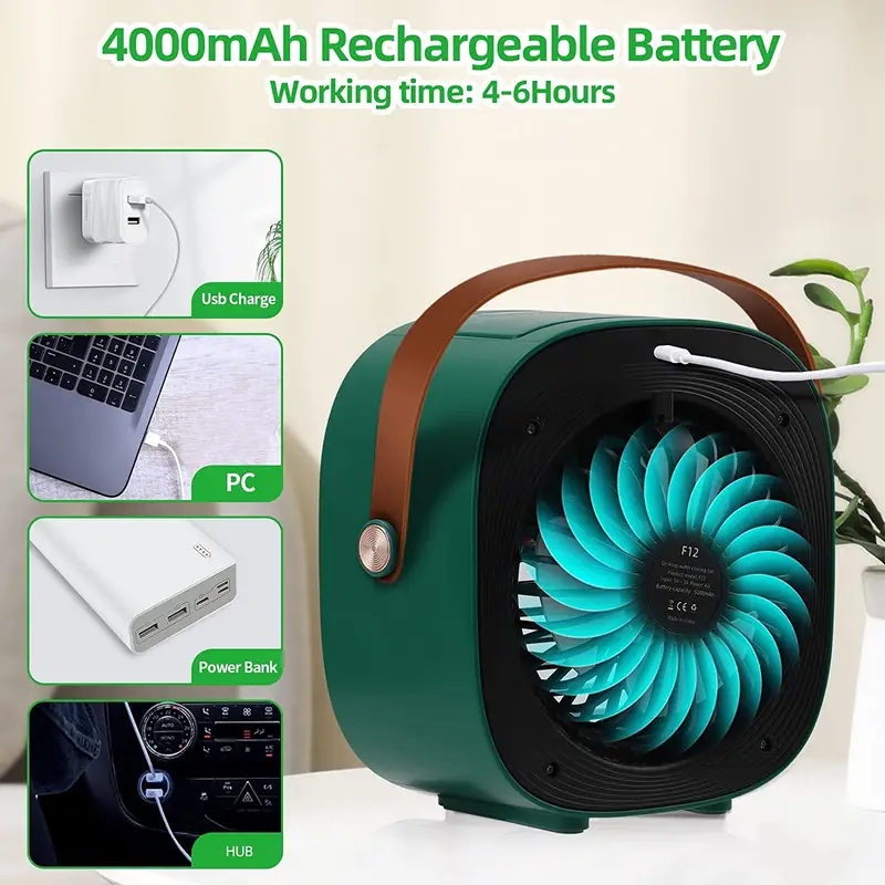 1pc Portable Misting Fan, Personal Air Cooler, Portable Mini Space Air Conditioner Cooling Fan & Evaporative Spray Humidifier, USB Rechargeable Coolin