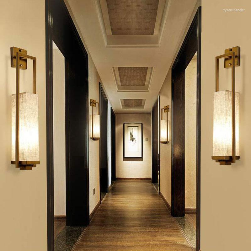 Lamps Wall Chinese Style Lamp Bedside Living Room Bedroom Corridor El Stair E27 Cloth Light Fixture Sconce