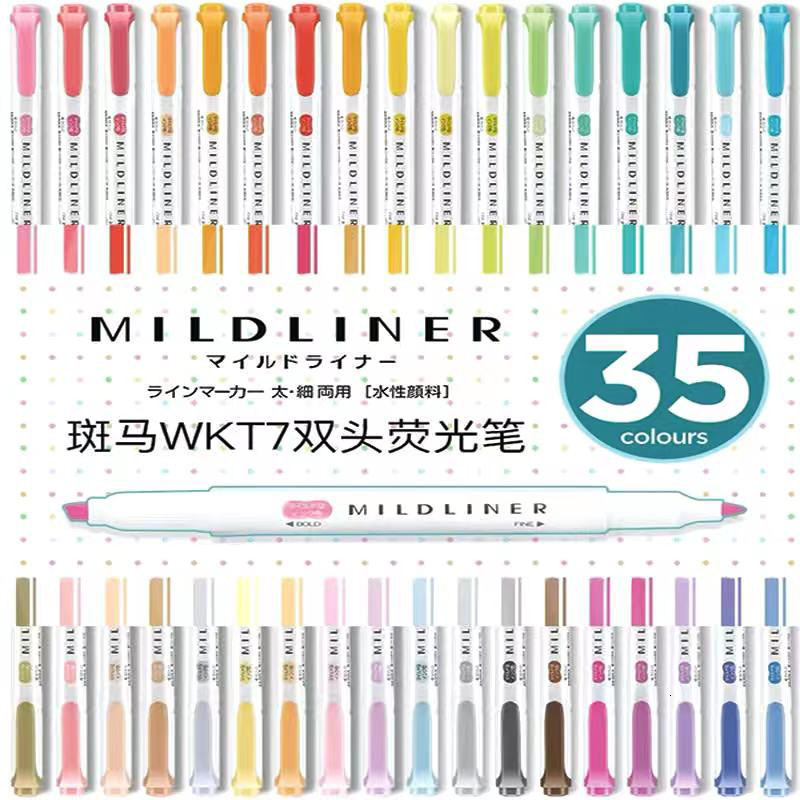 Markers Japanese Zebra Mildliner 35 Gentle Pastel Colors Mild Line Marker Highlighter For Office Study Notes Draw illustration Marking 230630