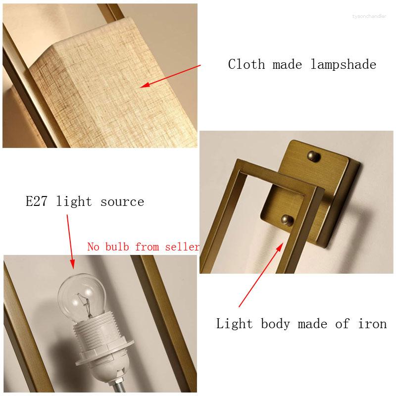Lamps Wall Chinese Style Lamp Bedside Living Room Bedroom Corridor El Stair E27 Cloth Light Fixture Sconce