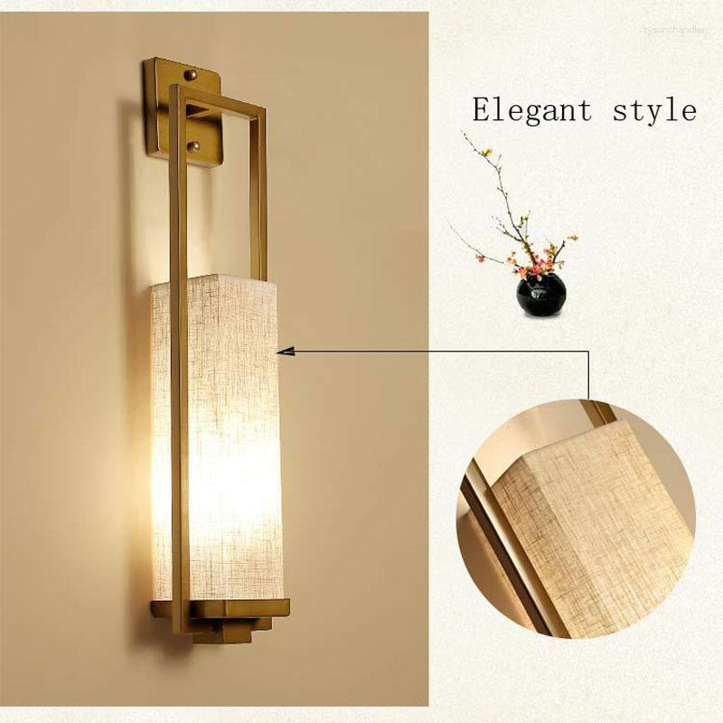 Lamps Wall Chinese Style Lamp Bedside Living Room Bedroom Corridor El Stair E27 Cloth Light Fixture Sconce