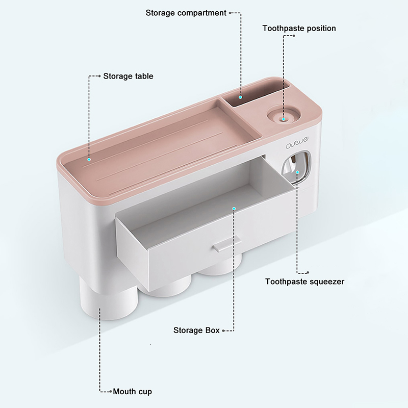 Toothbrush Holders Wallmounted Toothbrush Holder Toothpaste Squeezer For Home Restroom Storage Rack Auto Toothpaste Dispenser Bathroom Accessories 230