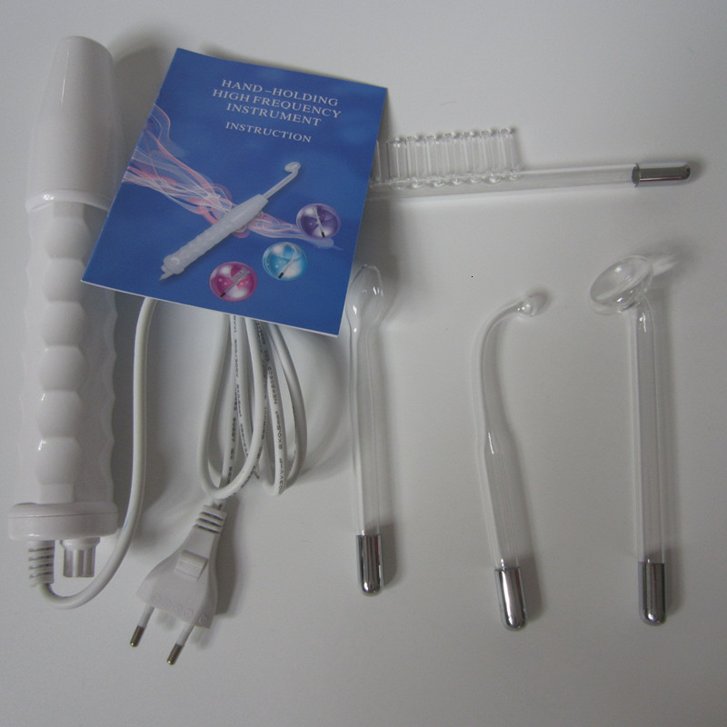 Face Care Devices Portable 4 In 1 High Frequency Electrode Wand Electrotherapy Glass Tube Beauty Device Acne Spot Remover Anti-aging Shrink Pores 2306