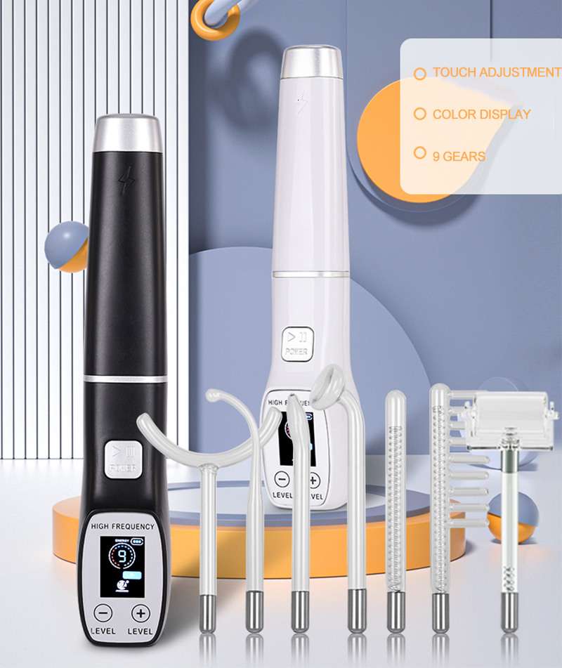Face Care Devices 7 In 1 Electrode Glass Tube High Frequency Machine Spot Acne Wand Massager Spa High Frequency Skin Care 230629