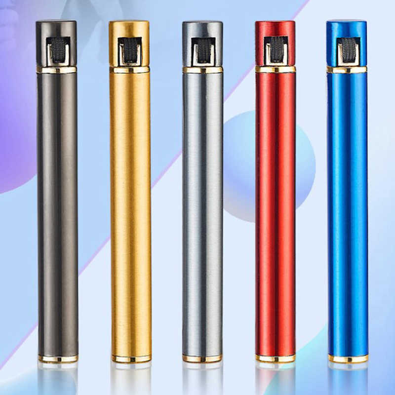 Mini Compact Open Flame Lighter Fire-free Butane Gas Metal Cigarette Shaped Grinding Wheel Lighters Smoking Accessories Cute R56M No W260202