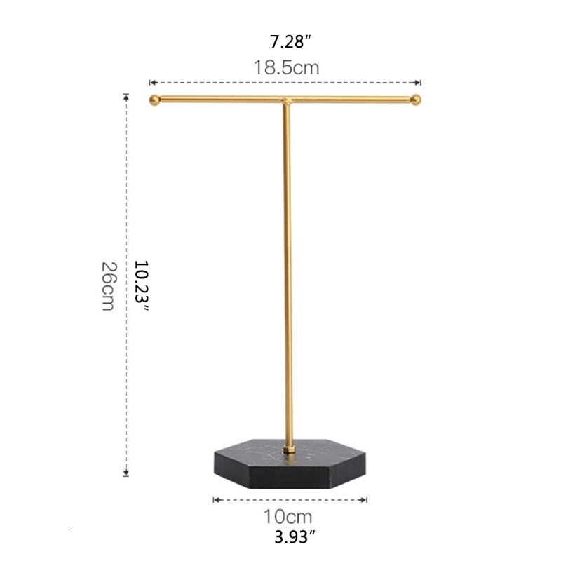 Jewelry Stand Marbled TShape Jewelry Rack Metal Necklace Holder Jewelry Tree Bracelet Stand Display Organizer with Hex Base for Earring 230630
