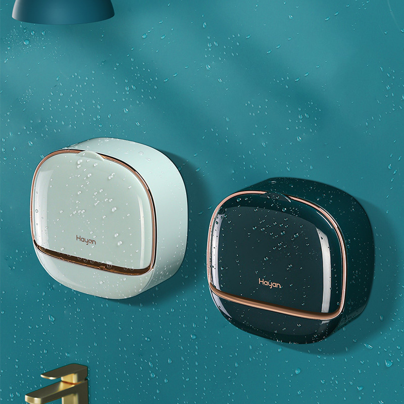 Soap Dishes Bathroom Drain Soap Box Wall Mounted ABS Soap Box With Lid Waterproof Soap Dish Dishes Storage Box Travel Organizer Case Storage 230629