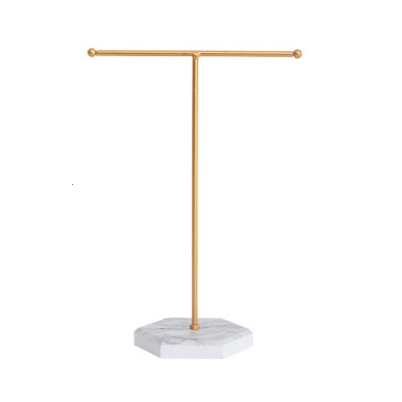 Jewelry Stand Marbled TShape Jewelry Rack Metal Necklace Holder Jewelry Tree Bracelet Stand Display Organizer with Hex Base for Earring 230630