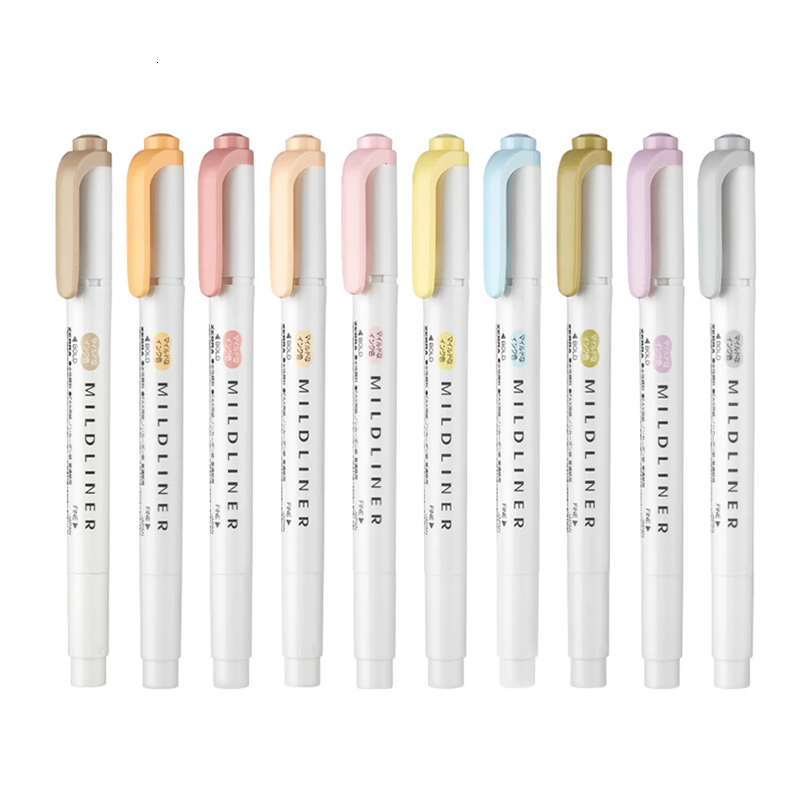 Markers Japanese Zebra Mildliner 35 Gentle Pastel Colors Mild Line Marker Highlighter For Office Study Notes Draw illustration Marking 230630