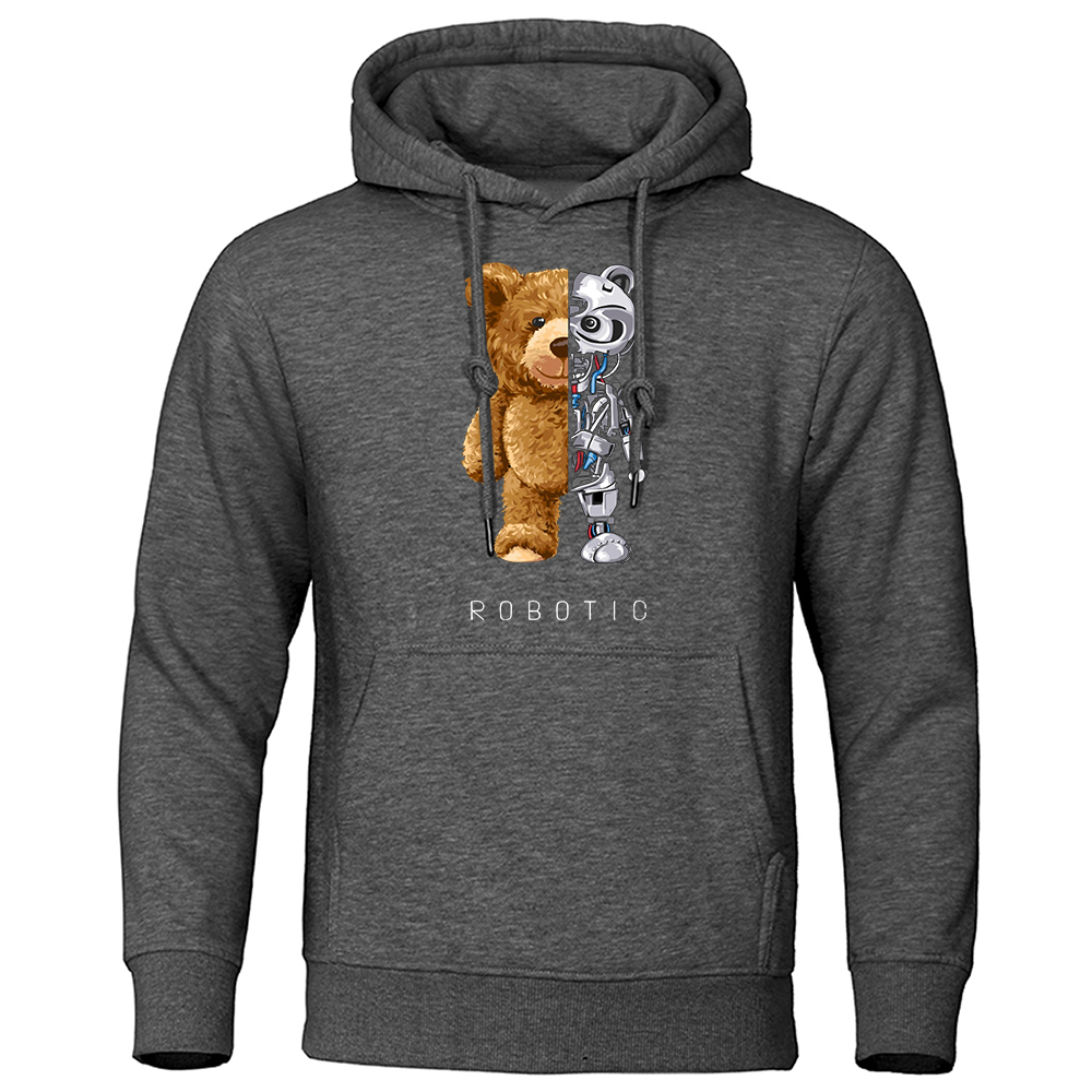 Men's Hoodies Sweatshirts Funny Teddy Bear Robot Hoodie Robotic Clothing Casual Hooded Men Fashion Fleece Oversized Loose Streetwear 230630