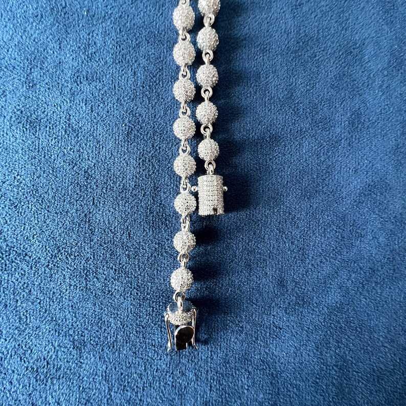 Hiphop New Fashion Jewelry D Color VVS Moissanite Ball 7mm Width Sterling Sier Bead Chain Necklace
