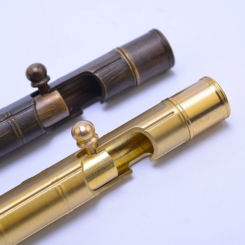 Ballpoint Pens Solid Brass Gel Ink Pen Retro Bamboo Node Bolt Action Writing Tool School Office Stationery Supplies 230630