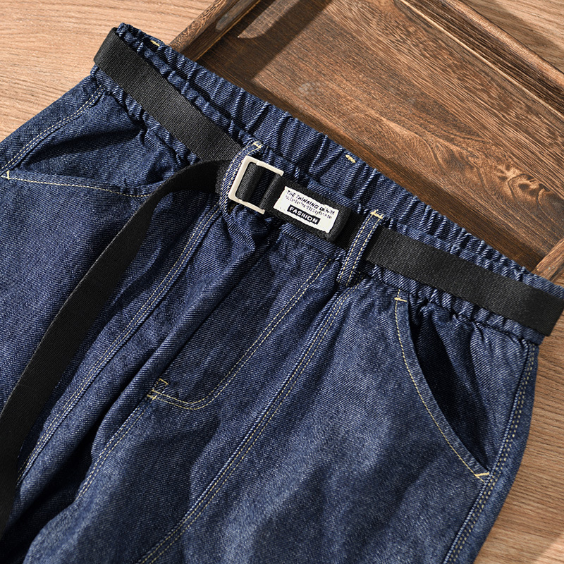 Men s Jeans 2023 spring Autumn Winter Men Retro All match Solid Color Tooling Loose Big Pocket Casual Pants Blue Workwear 230629