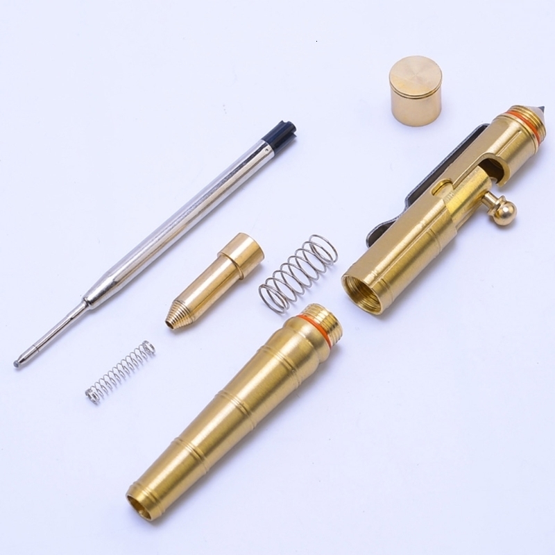 Ballpoint Pens Solid Brass Gel Ink Pen Retro Bamboo Node Bolt Action Writing Tool School Office Stationery Supplies 230630