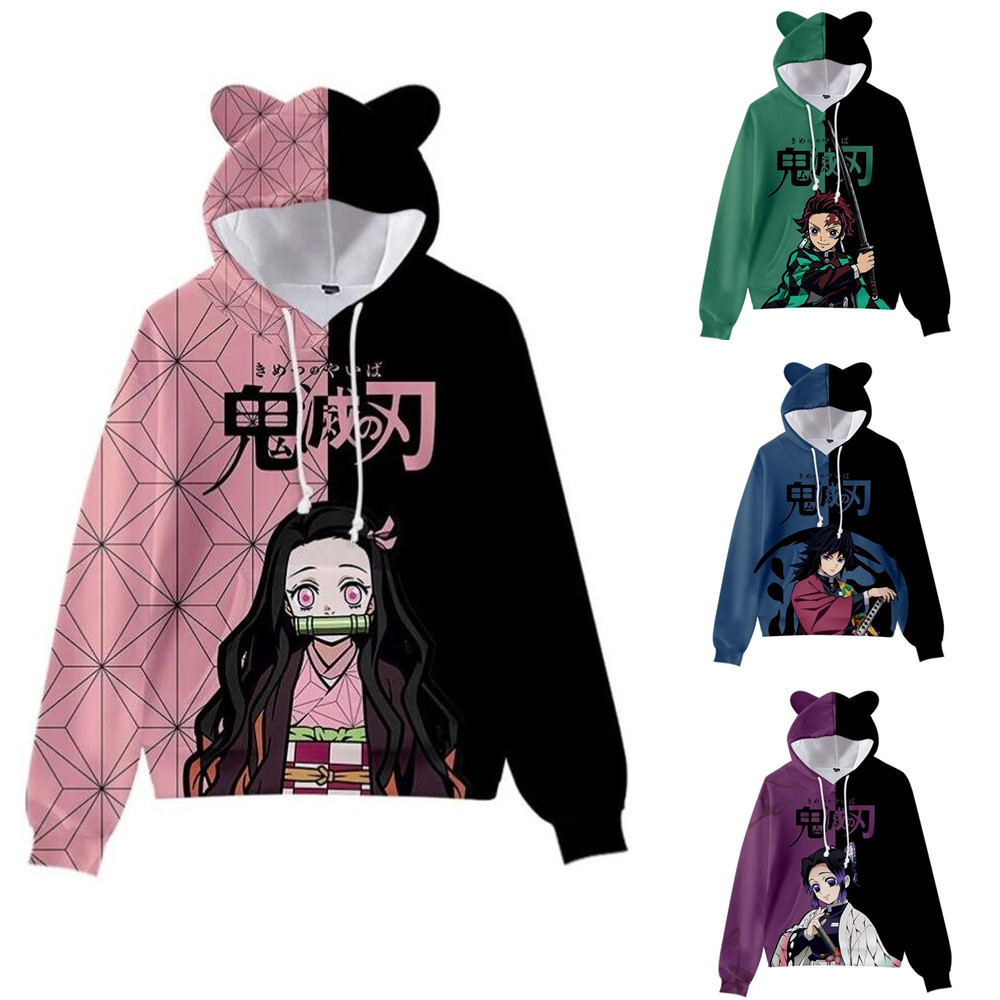 Men's Hoodies Sweatshirts Japan Anime Demon Slayer Pullover Women Hoodie Cat Ears Cartoon Sweatshirt Teens Boys Girls Cosplay Costume 230630