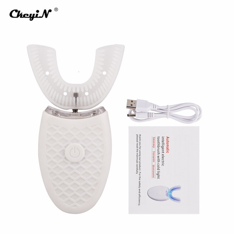 Toothbrush CkeyiN U Shape Electric Toothbrush Automatic Ultrasonic Toothbrush Blue Light Silicone Tooth Brush Oral Care Teeth Cleaning 230629