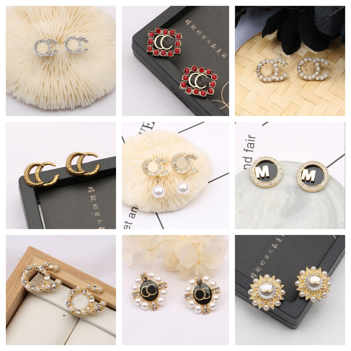 Designers Letters Stud Gold Plated Geometric Famous Fashion Women Eardrop Crystal Pearl Earring Wedding Party Jewerlry 20style