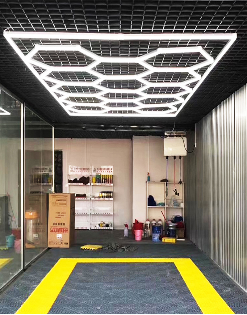 LED Hexagon Garage Ceiling Lights 110V 220V Garage LED honeycomb light Car Detailing Work Light Car Beauty Lighting for car workshop equipment