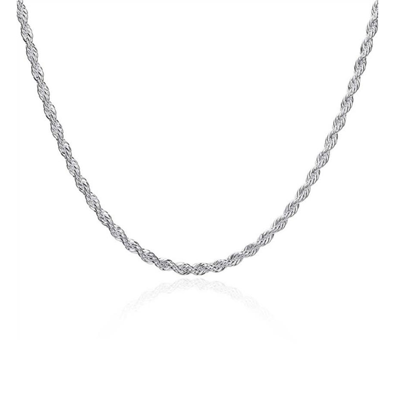 Top Plated sterling silver necklace 4MM men ed Rope chains 16 18 20 22 24 inches DHSN067 925 silver plate Necklaces jewel