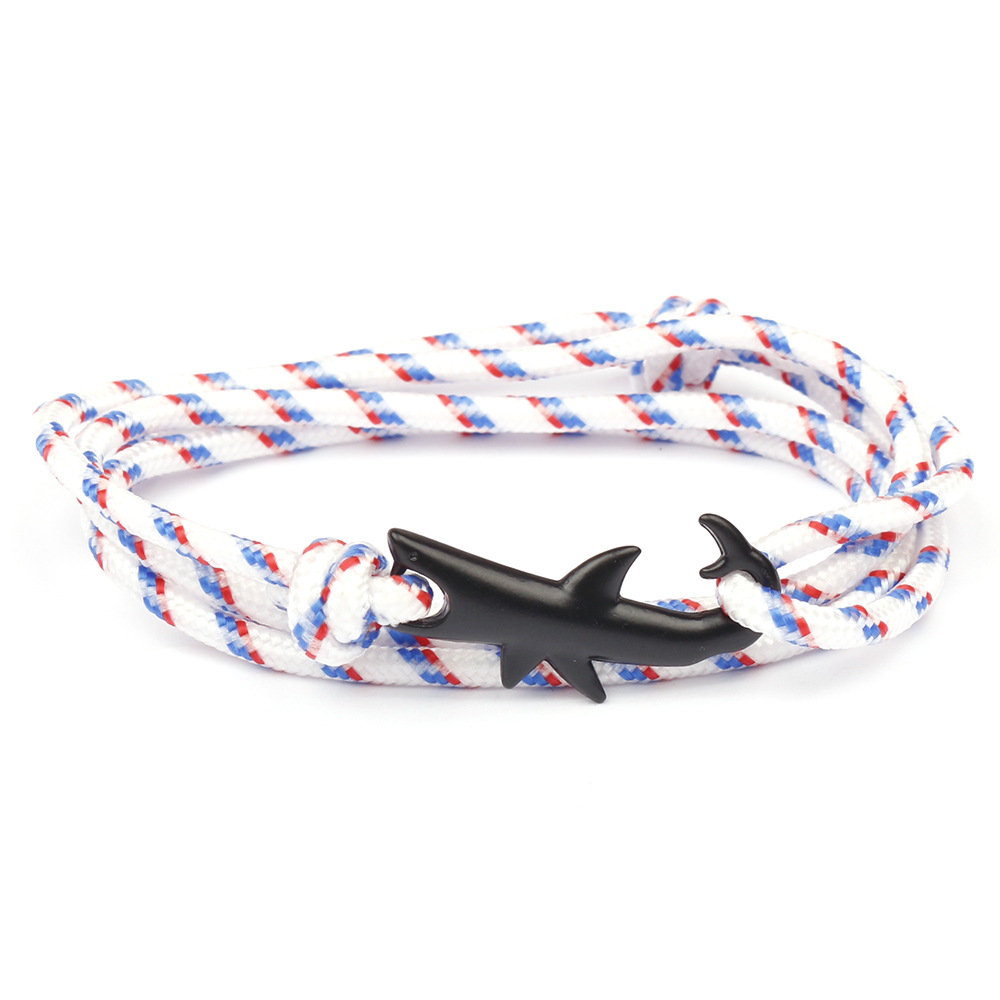 Popular Design 75 CM Layered Black Plated Shark Charm Bracelet for Gift