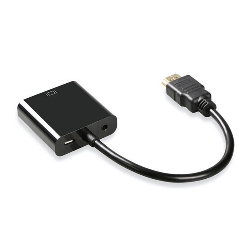 HD 1080P HDMI To VGA Cable Converter HDMI Male To VGA Famale Converter Adapter With 3.5mm Audio USB Power Supply Digital Analog for Tablet laptop PC T