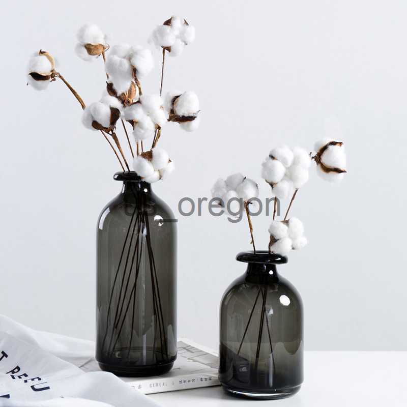 Vases Glass Vases for Flower Arrangement Nordic Home Decoration Accessories Black Flower Terrarium Living Room Decor Transparent Vases x0630